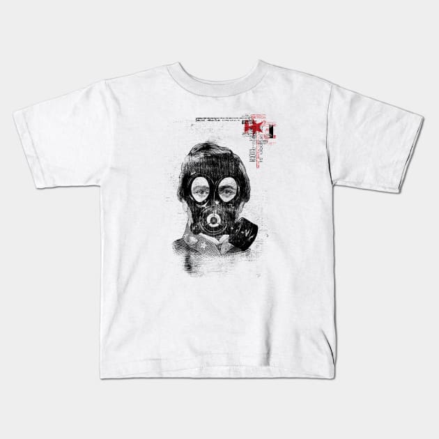 Gas Mask Man Kids T-Shirt by RepubliRock